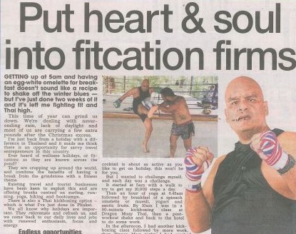 Headline banner featuring “Put heart and soul into fitcation firms” overlaid on an image of a fitness retreat in a scenic Scottish landscape, with elements like yoga mats or hikers symbolizing wellness travel.