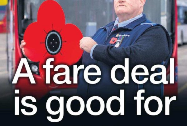 Banner image featuring a busy train platform decorated with festive lights. Headline text overlay reads: “A fare deal is good for everyone”.