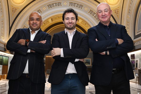 Shaf Rasul with Alan Jope and Josh Littlejohn announcing the British Business Awards in Edinburgh