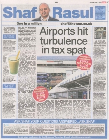 Scan of Shaf Rasul’s column addressing Air Passenger Duty, housing innovation, health trends in pubs, and Bathstore’s administration woes.