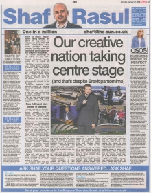 Scan of Shaf Rasul’s column discussing Scotland’s creative industries’ growth in 2019.