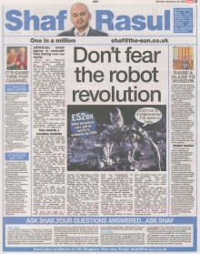 Scan of Shaf Rasul’s Scottish Sun column on Scotland’s AI revolution and self-driving buses.