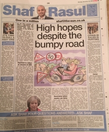 A newspaper page featuring the main column on Brexit, Donald Trump, and Scottish economic optimism, side notes on Scotland’s sales job crisis, a playful mention of self-serve beer pumps, and a serious piece on FIFA’s poppy fine.