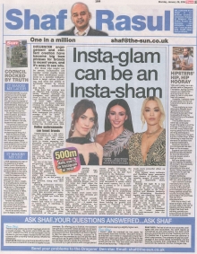 Scan of Shaf Rasul’s column on influencer marketing and its challenges for brands.