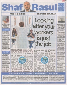 Scan of Shaf Rasul’s column focusing on employment trends, staff well-being, Scotland’s green economy and challenges for the travel sector.