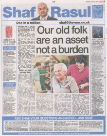 Scan of Shaf Rasul’s column on Scotland’s ageing population, tourism development, Brexit impacts, and the role of charity.