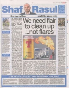 Full-page newspaper column layout with sections: main article on SEPA compliance, a sidebar on immigration policy changes, a laugh section about chilly castles, and a weep section on Scotland’s diaspora entrepreneurship challenges.