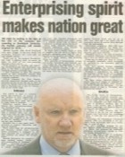 A banner image featuring the headline “Enterprising Spirit Makes This Nation Great” overlaid on a background of innovative entrepreneurs, engineering diagrams, and symbols of Scottish innovation.
