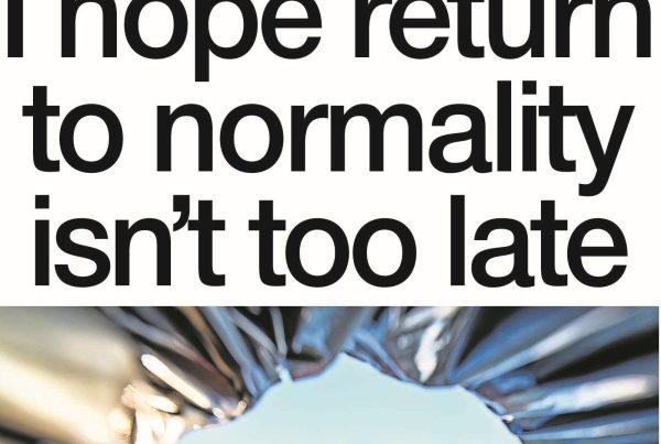 Shaf Rasul with headline “I Hope Return to Normality Isn’t Too Late” overlaid on an image of a reopened pub, a lifted mask, and a crowded street symbolising reopening and economic hope.
