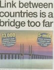 A column header featuring the headline “Link between countries is a bridge too far” with images of bridges, engineering diagrams, and national flags.
