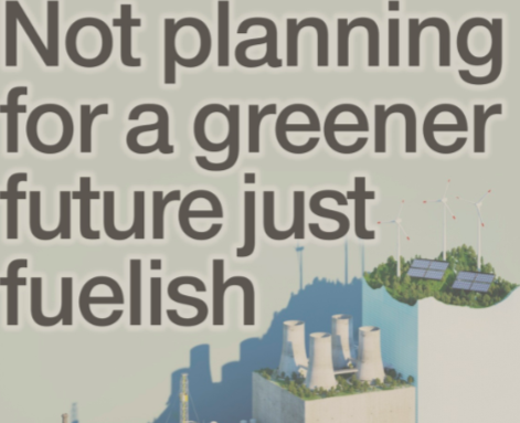 Split image showing a green hydrogen plant on one side and a nuclear small modular reactor on the other, representing Scotland’s energy dilemma.