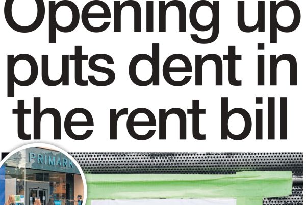 Shaf Rasul against a backdrop of reopening shopping centres, ‘To Let’ signs, and socially distanced queues, with bold headline text: “Opening Up Puts Dent in the Rent Bill”