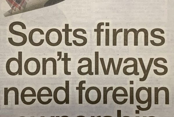 A Scottish flag merged with a stylised airline tailfin and city skyline, symbolising homegrown success.