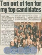 A banner image featuring the headline “Ten Out of Ten for My Top Candidates” with visuals of smiling young professionals, interview panels, and vibrant office settings.