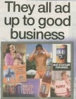 A column header featuring the headline “They all ad up to good business” with visuals of advertising billboards, Irn-Bru bottles, and social media hashtags.