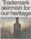 A headline reading "Trademark skirmish for our heritage" overlaying an image of a whisky bottle with a legal gavel, highlighting the importance of protecting Scotland’s iconic industries in a global market.