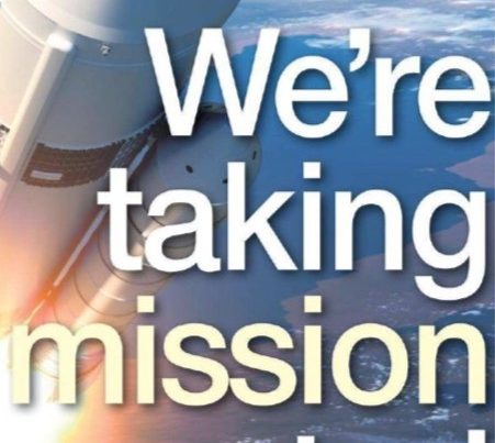 A stylised image of a rocket lifting off over a Scottish landscape, with “We’re Taking Mission Control” in bold font and stars symbolising Scotland’s growing space ambition.