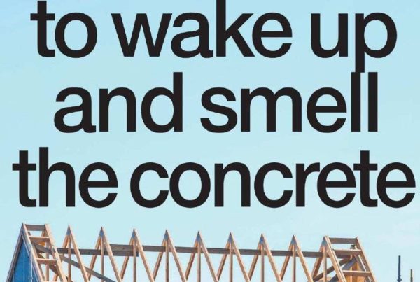 Cracked concrete wall overlaid with a blueprint of houses and “For Sale” signs, symbolising halted development; bold headline text reads: “SNP needs to wake up and smell the concrete – 01 July 2024”.