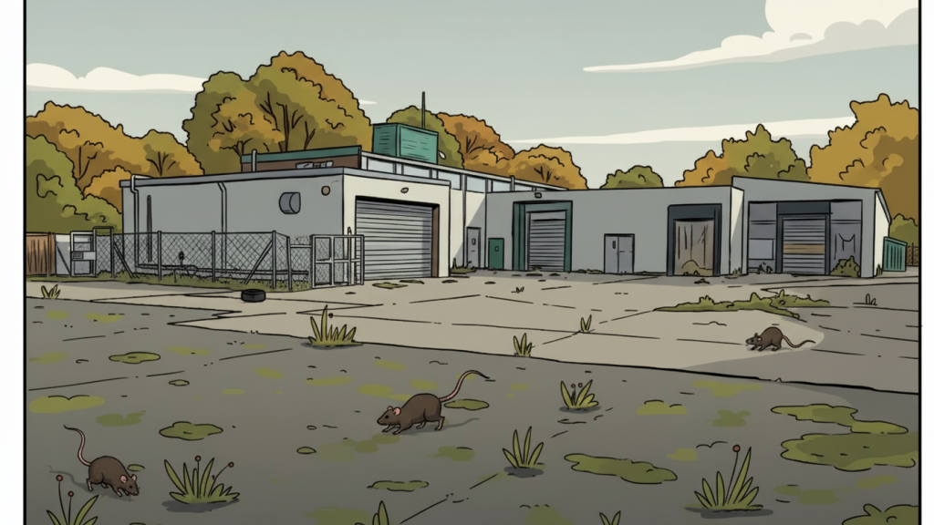 Cartoon style illustration of the former ABP site on Strathtay Road in Perth, showing the building outline and surrounding layout in a simplified visual format.